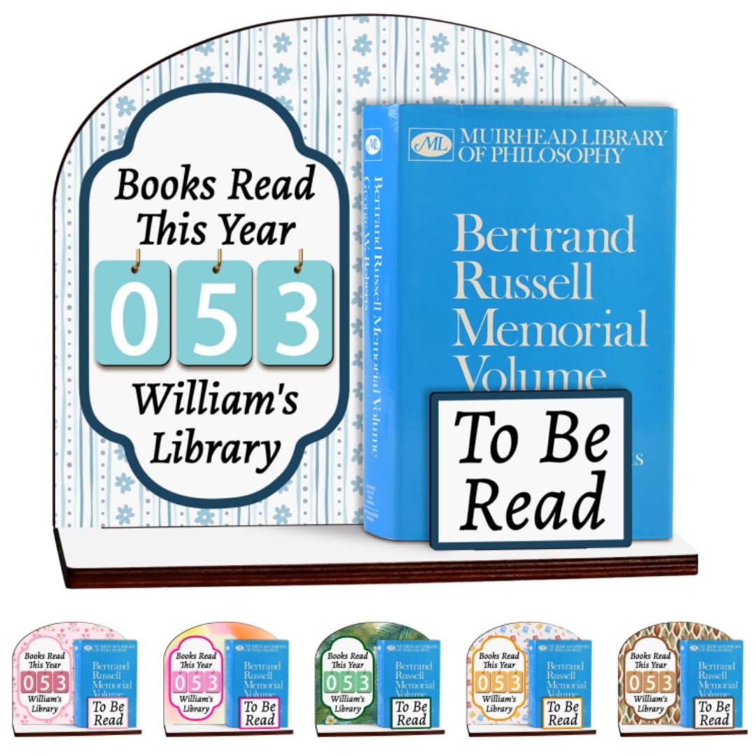 Personalized Name Books Read This Year Counter Sign for Reading Challenge Custom Wooden Reading Tracker Hanging Signage Customized Bookish Gifts for Readers Librarians Teachers Bookshelf Decor