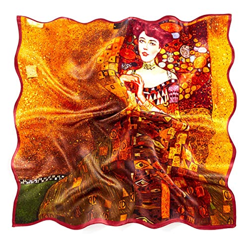 Prettystern Femme Bandana Foulard de Soie 50cm carré du peintre Portrait de Gustav Klimt Adele Bloch-Bauer P260