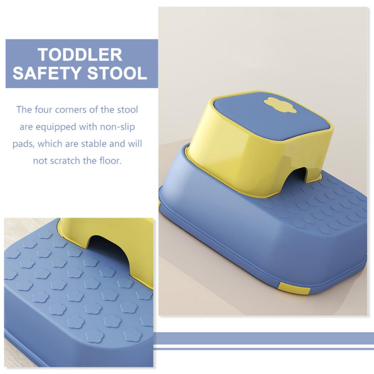 Sgabello per Bagno e Cucina in Pp Resistente e Leggero, Pedana Compatta Due Gradini Antiscivolo per Uso Quotidiano e Cambio Scarpe