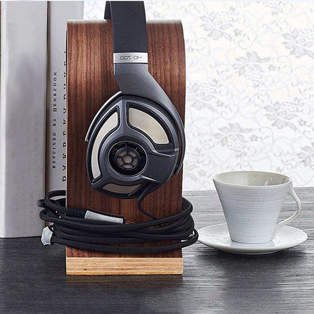 Supporto per casco in legno di noce, supporto per cuffie audio, porta casco universale, a forma di U, ecologico, durevole, antiscivolo, per casa, ufficio, negozio (marrone)