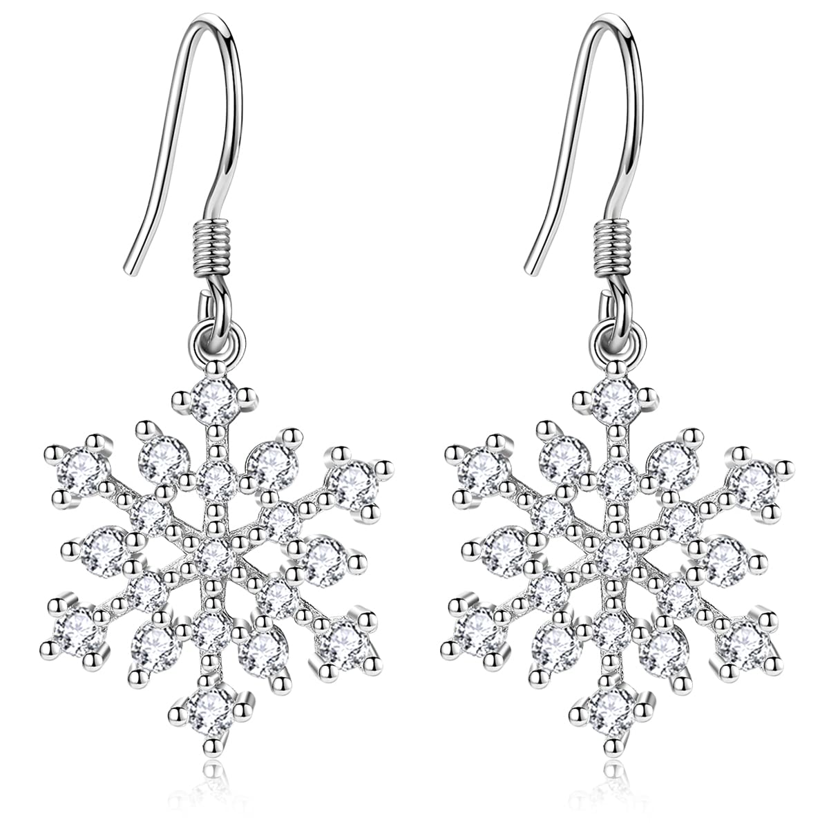 Boucles D'oreilles Flocon De Neige Avec Strass : Bijoux D'hiver Faits Main - France