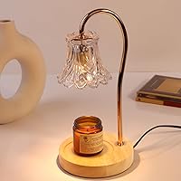 Vista 10 de LOTKEY Lámpara calentadora de velas, calentador de velas regulable con temporizador, 2 bombillas, base de madera, lámpara eléctrica de vela