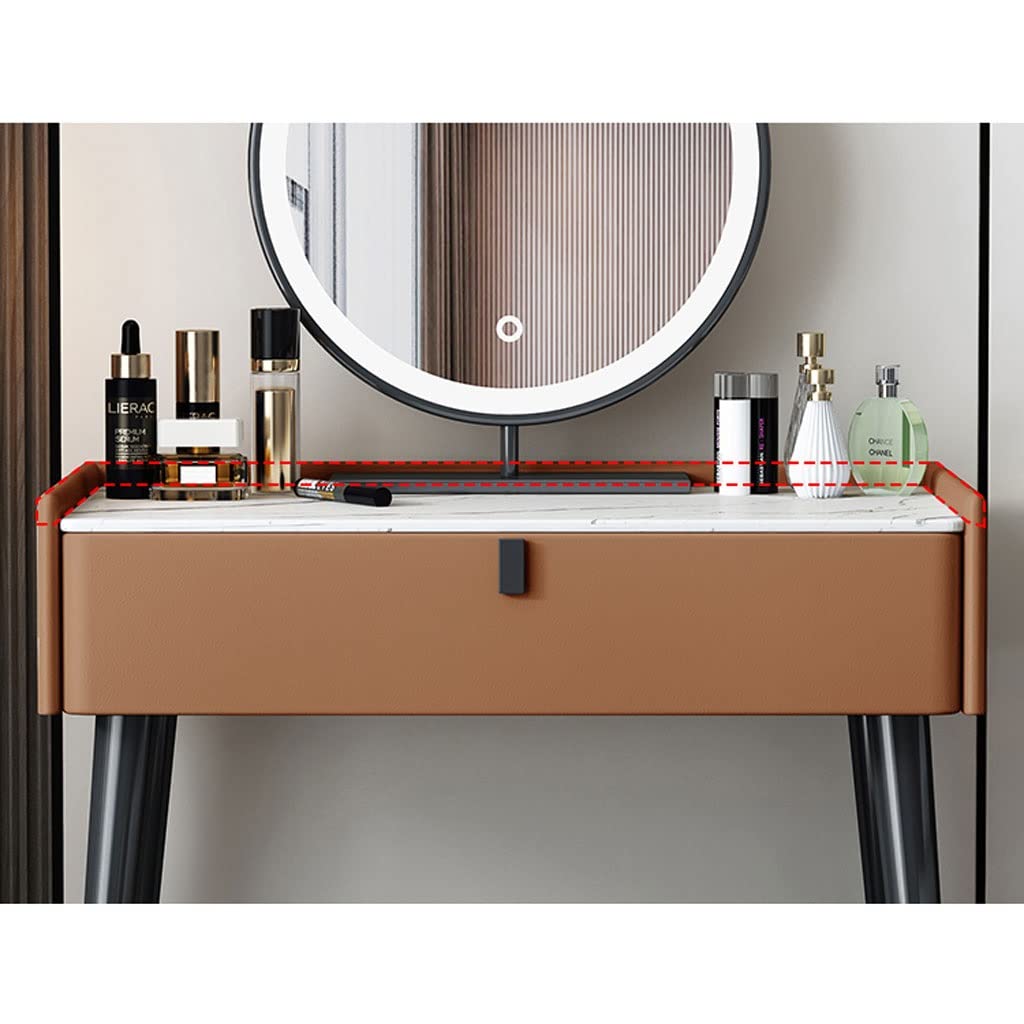 Moderno set di scrivania per trucco con specchio LED, elegante cassettiera per camera da letto da donna con cassetti, 70 cm, elegante toeletta per cosmetici e accessori