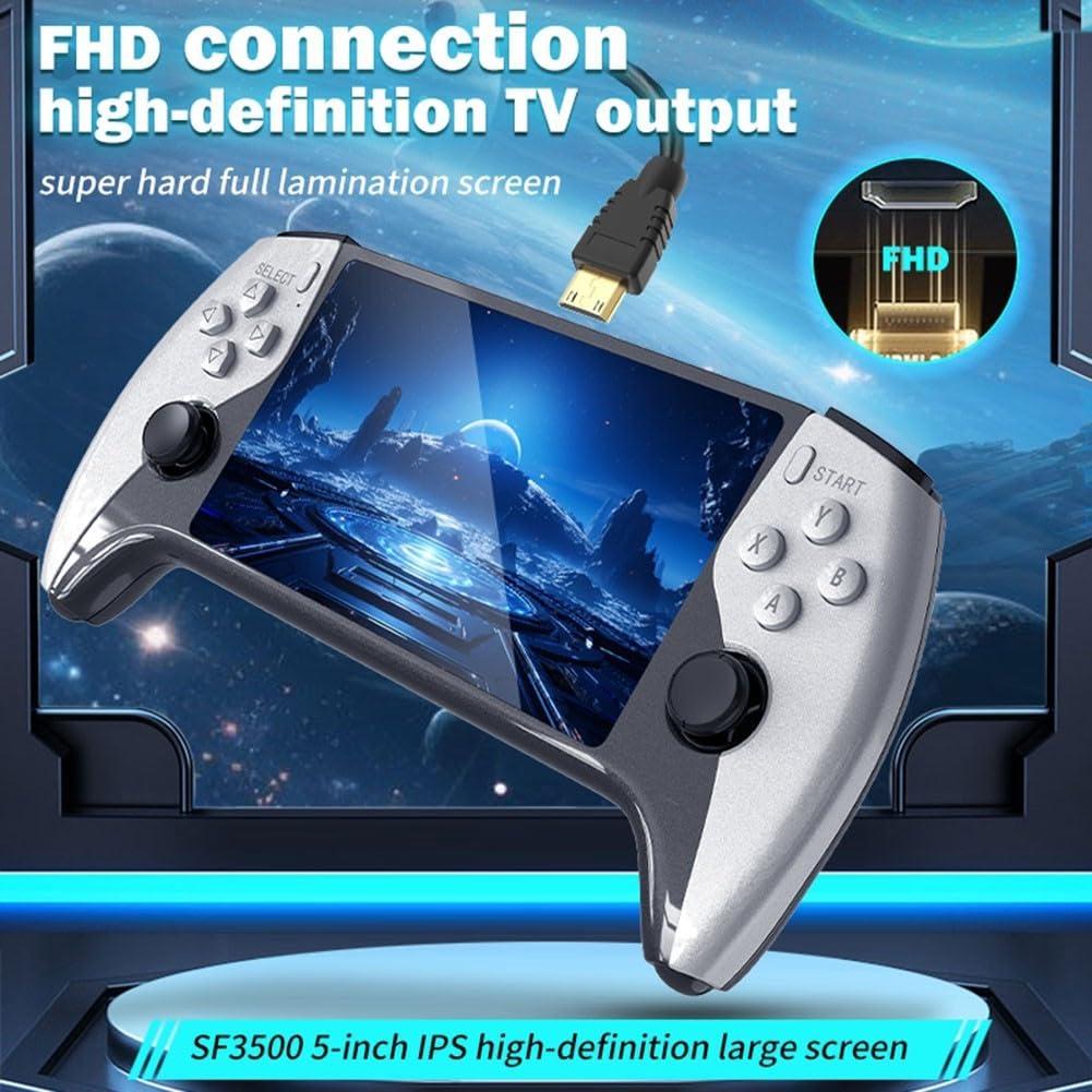 Console rétro portable SF3500 avec écran IPS de 5,5", 14 émulateurs, plus de 20 000 jeux, processeur Dual Core 1,2 GHz, 2 Go DDR3 et sortie (sf3500 64 g)