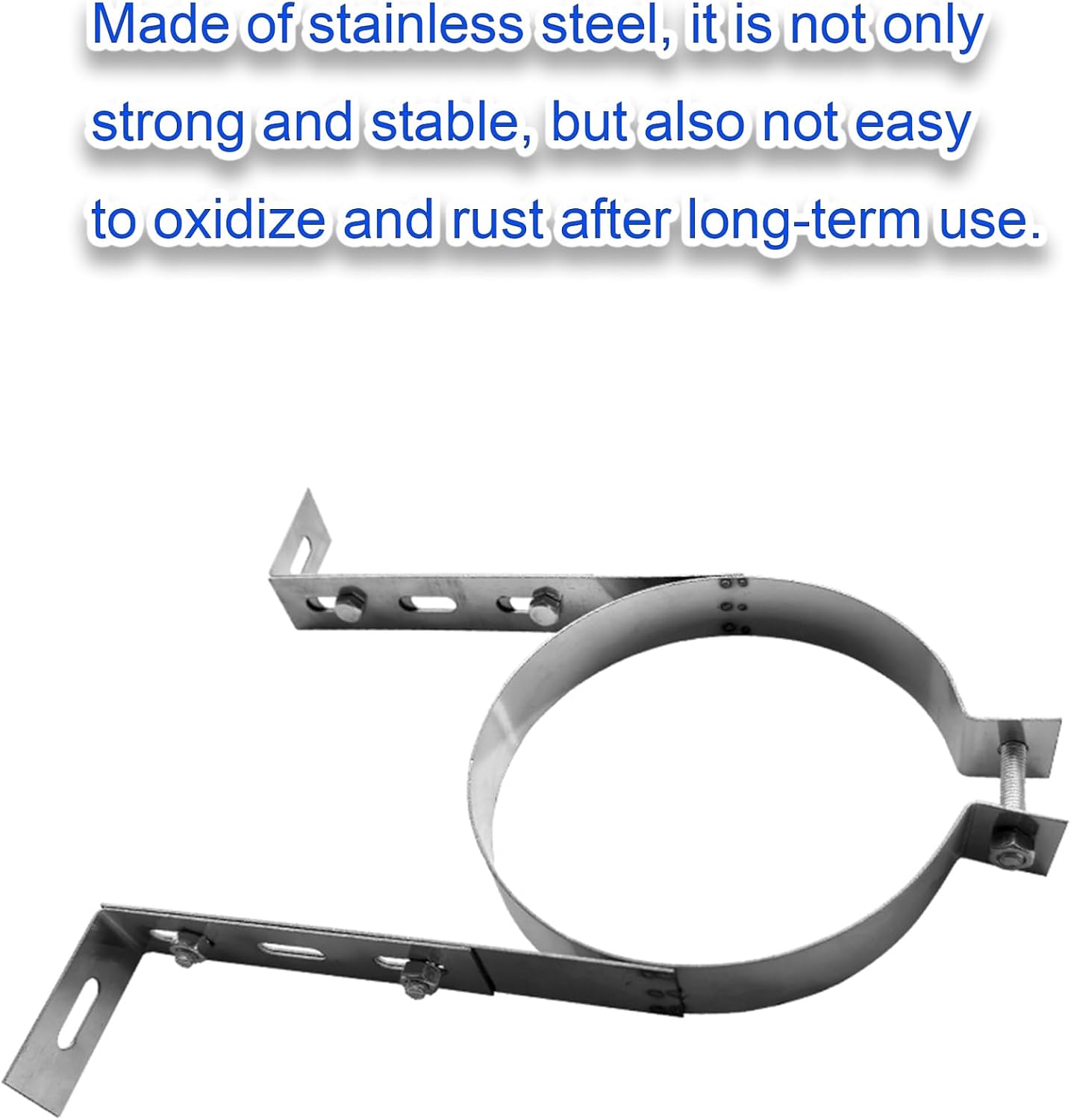 Stainless Steel B Vent Pipe Wall Strap Holder - Durable Split Ring Hanger for Chimney Pipe, Metal Pipe Support for Winter Stove (19cm)