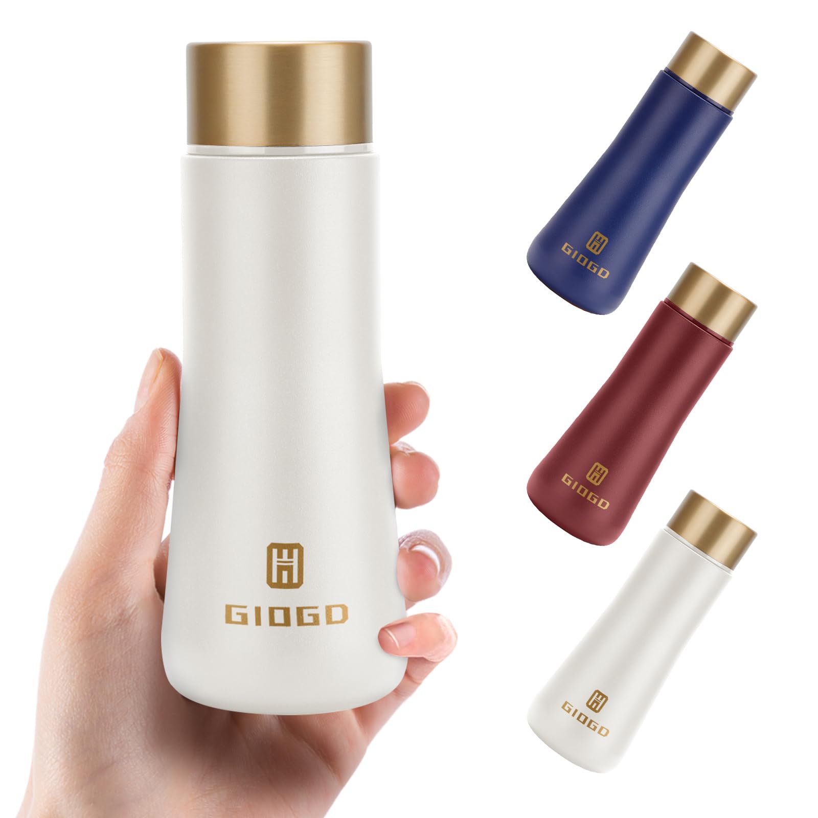 Small Water Bottle Steel 180ml/6.1oz Flask for Hot Drink Metal Water Bottle Insulated Stainless Steel Water Bottles Flask(White)