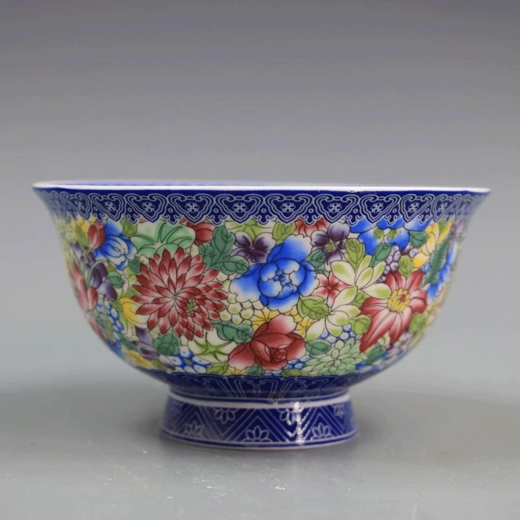 Qing Dynasty and White Enamel Color Pastel Small Flowers Pattern Bowl Household Goods Antique Porcelain