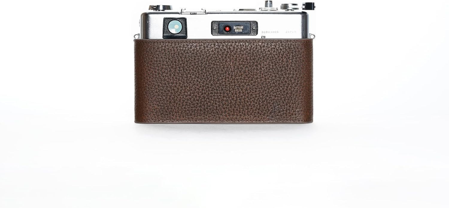 Electro 35 GSN Case, Handmade Genuine Real Leather Half Camera Case Bag Cover for Yashica Electro 35 GSN Film Camera With Hand Strap (Coffee)
