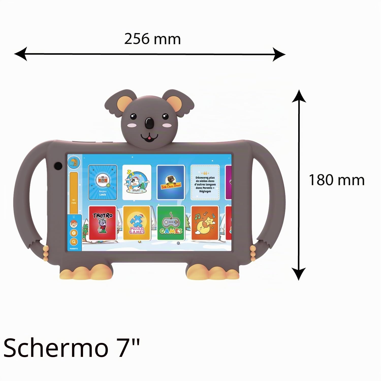Logicom - Tablet educativo Touch per bambini - LOGIKIDS 7 - Schermo 7" - Bambini dai 3 agli 8 Anni - Batteria 3000 mAh - Android 13-2 GB RAM- Nero