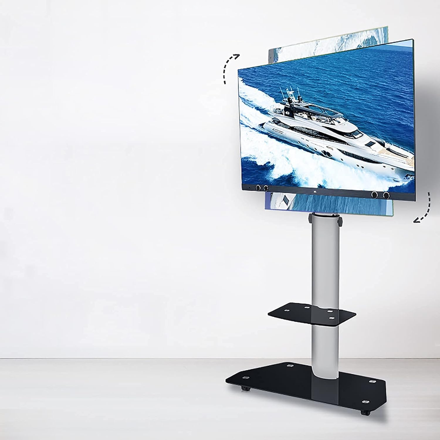 Support TV mobile réglable avec chariot au sol haute stabilité