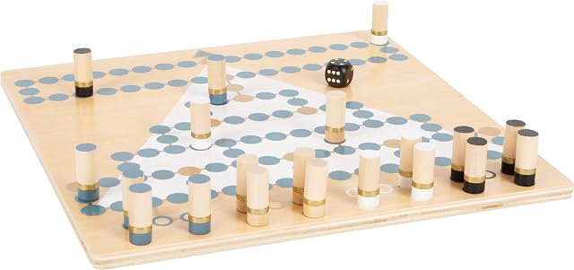 small foot Barricada y Halma Gold Edition, Juego de Mesa de Madera para Toda la Familia, Art. 12223