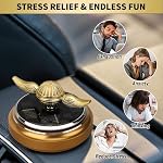 Solar Energy Car Golden Fidget Spinner Toy, Car Air Freshener Powered by Sunshine Spinning Top Orb Ball Anxiety Toy for Stress Relief, Desk Office Car Dashboard Decor Gift for Men Women Friend
