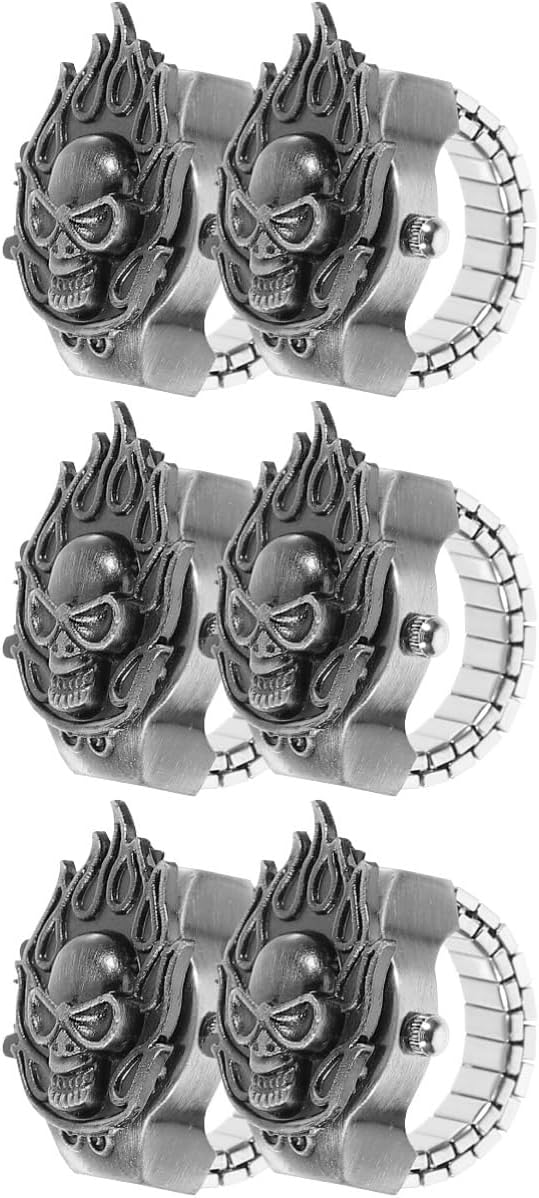 6 Pcs Diamond Ring Watch Mens Ring Trendy Rings Adjustable Rings for Men Gothic Finger Watch Digital Watches for Women Ring Watch for Men Finger Flip-Open Cover Finger Watch/627