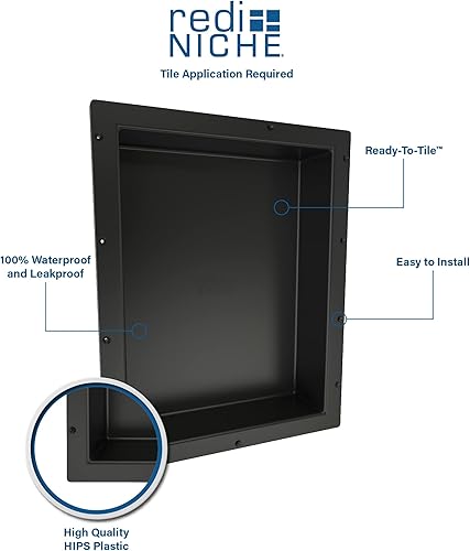 Miniatura 4 de Redi Niche - Estante de ducha empotrado doble nicho negro, dos estantes interiores, 32 pulgadas de ancho x 20 pulgadas de alto x 4 pulgadas de