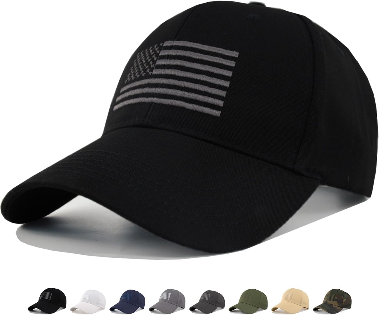 American Flag Baseball Hat - XL, XXL, 3XL Plus/Regular Size Men’s Cotton Structured Patriotic Ball Cap