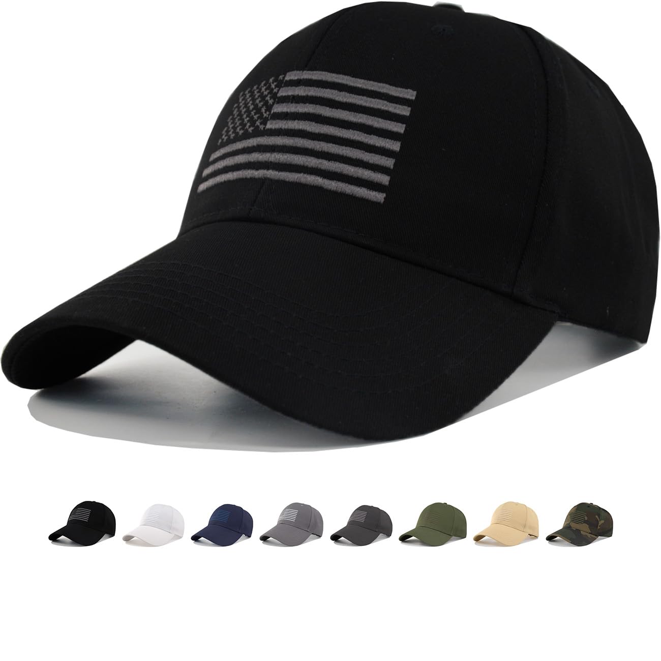 CYGTE American Flag Baseball Hat - XL, XXL, 3XL Plus/Regular Size Men’s Cotton Structured Patriotic Ball Cap