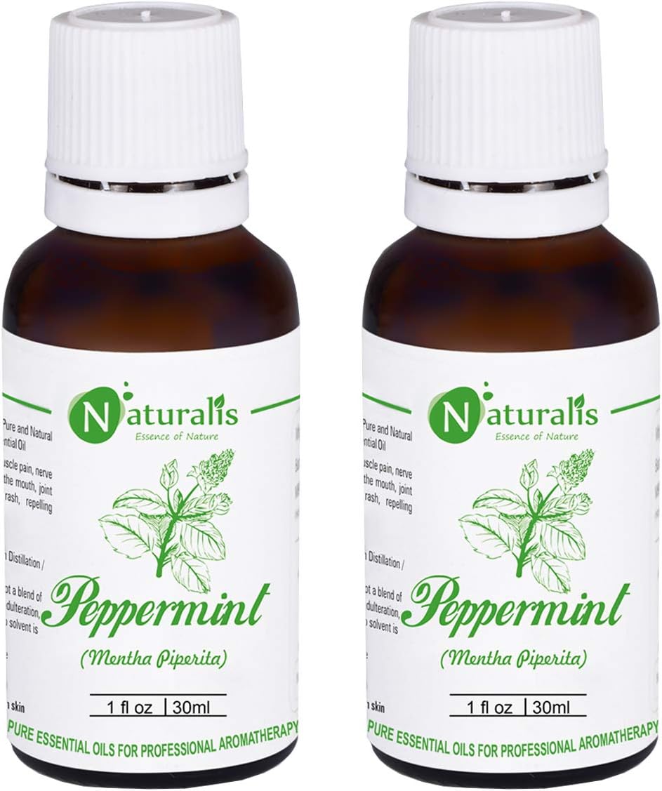 Naturalis Essence Of Nature Peppermint Essential Oil Undiluted Pure And Natural Therapeutic Grade For Steaming, Hair, Skin, Face & Diffuser - (30 Ml) - Pack Of 2