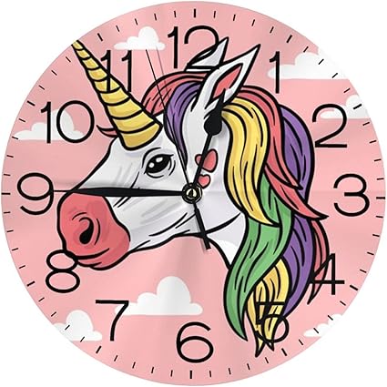 Amazon Co Jp ユニコーンイラスト 壁掛け時計 おしゃれ 油絵 サイレント 掛け時計 丸型 デジタル時計 置き時計 目覚まし時計 人気 家の装飾 贈り物 直径25cm ホーム キッチン