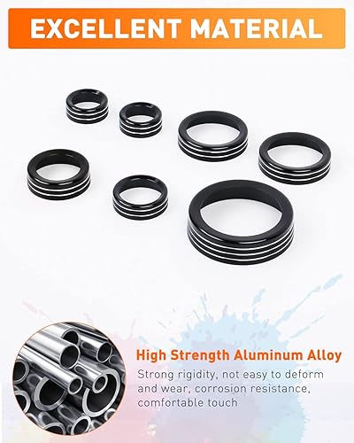 Miniatura 100 de Savadicar CKT01 Billet - Juego de molduras de perilla de control de aluminio, faros/4WD/HVAC, biseles de anillo de perilla de control climático, Rojo