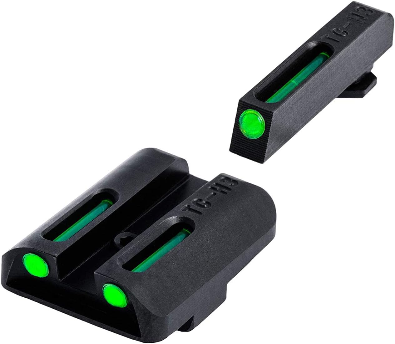 TFO Tritium & Fiber-Optic Handgun Sight | Snag-Resistant Front & Rear Bright Night Sights, Compatible with Glock Handguns