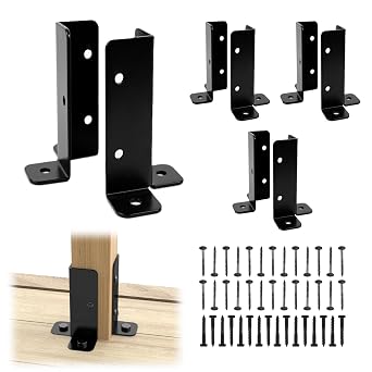 Muzata 8Pack Adjustable Post Base Brackets for Heavy Duty Wood Fence WT32