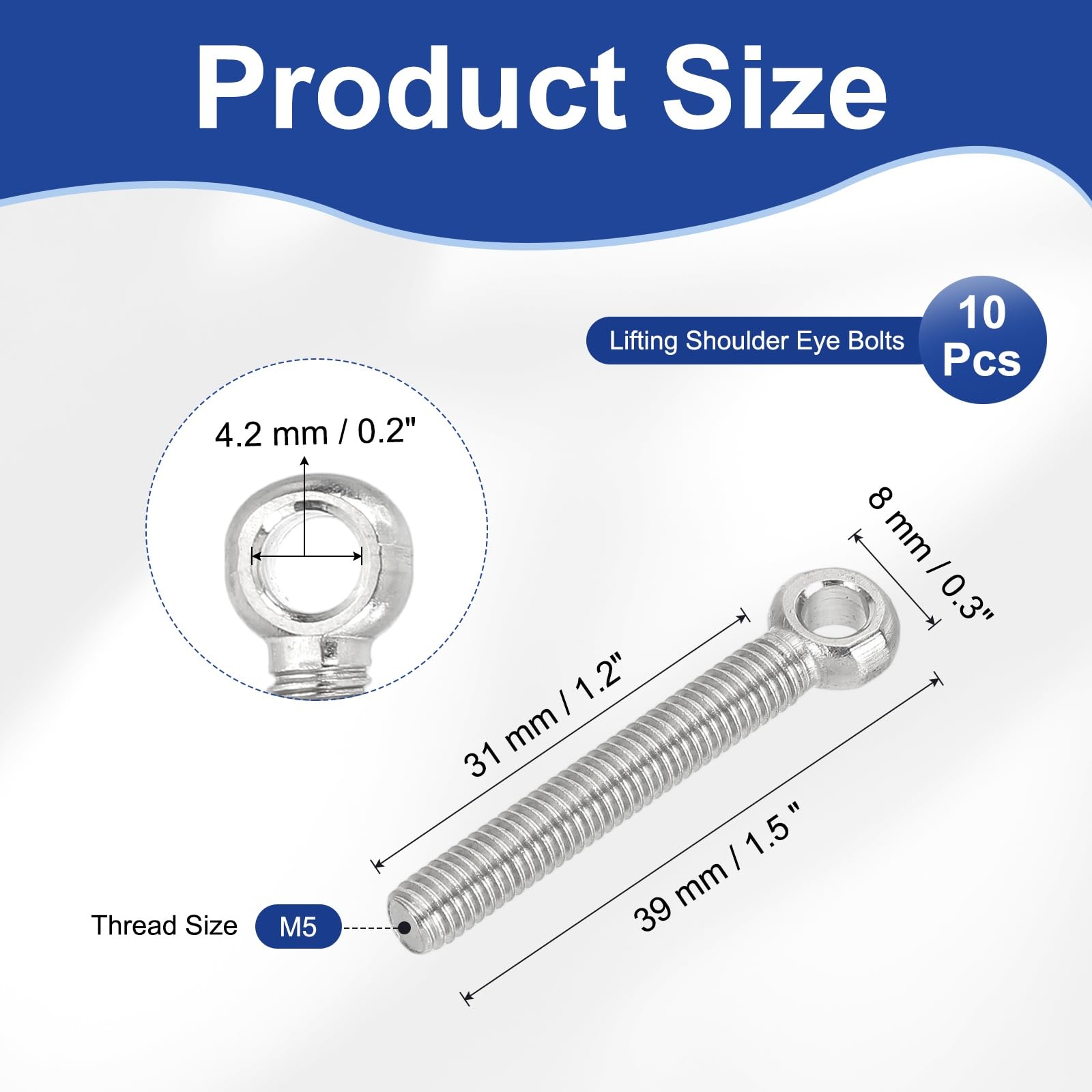 PATIKIL M5x39mm Lifting Shoulder Eye Bolts - Image 2