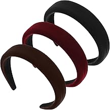 Pack of 3 Stück Haarreifen Damen Breit Samtstoff Gepolstert Haarband Schwarz Rot Braun Stirnbänder für Frauen, Vintage Haarreif Mädchen Haaraccessoires Damen, Haarreif Damen Elegant Haarschleife Damen