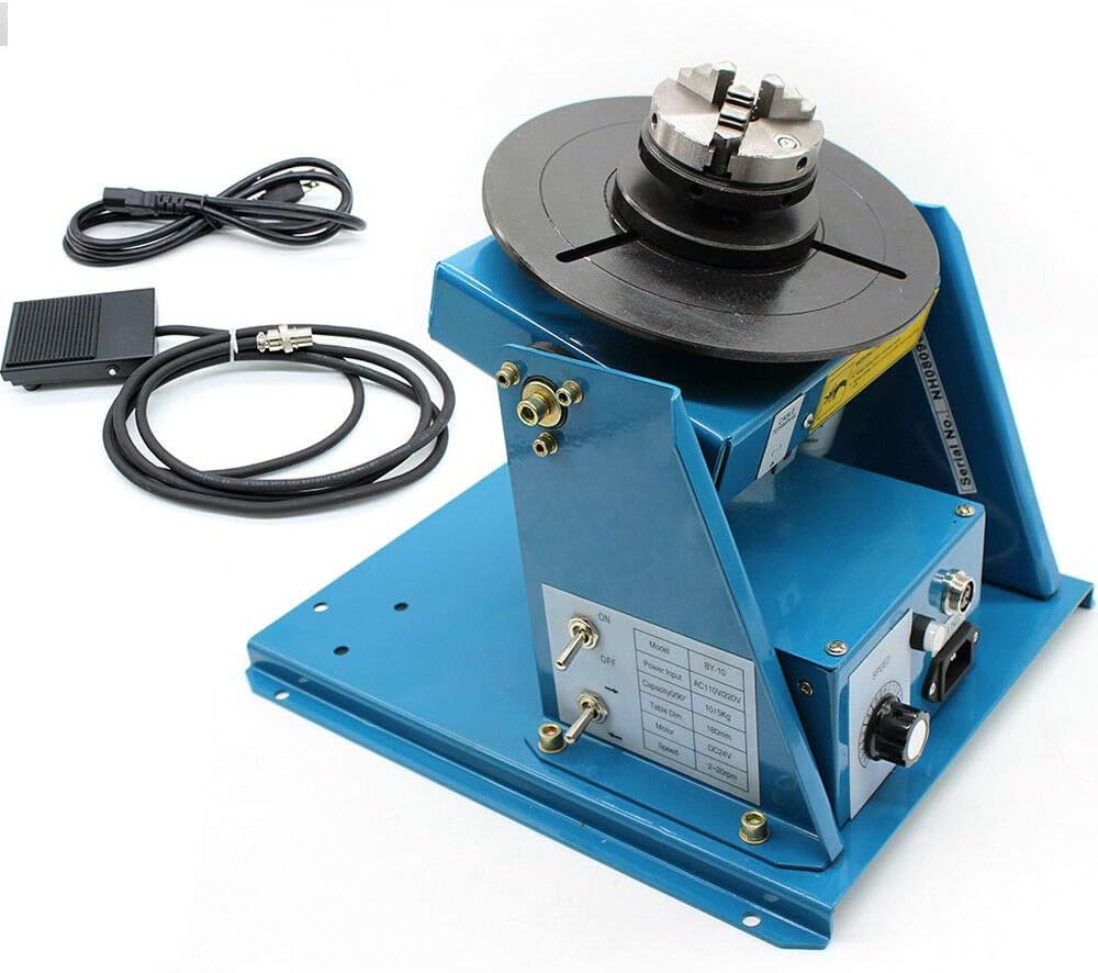 Welding Machine, 2.5Inch Welding Table Rotary Welding Positioner Turntable, Small Welding Positioner,Angle 0 to 90º Welding Positioner Positioning Turntable Table Mini 3 Jaw Lathe Chuck Machine10KG