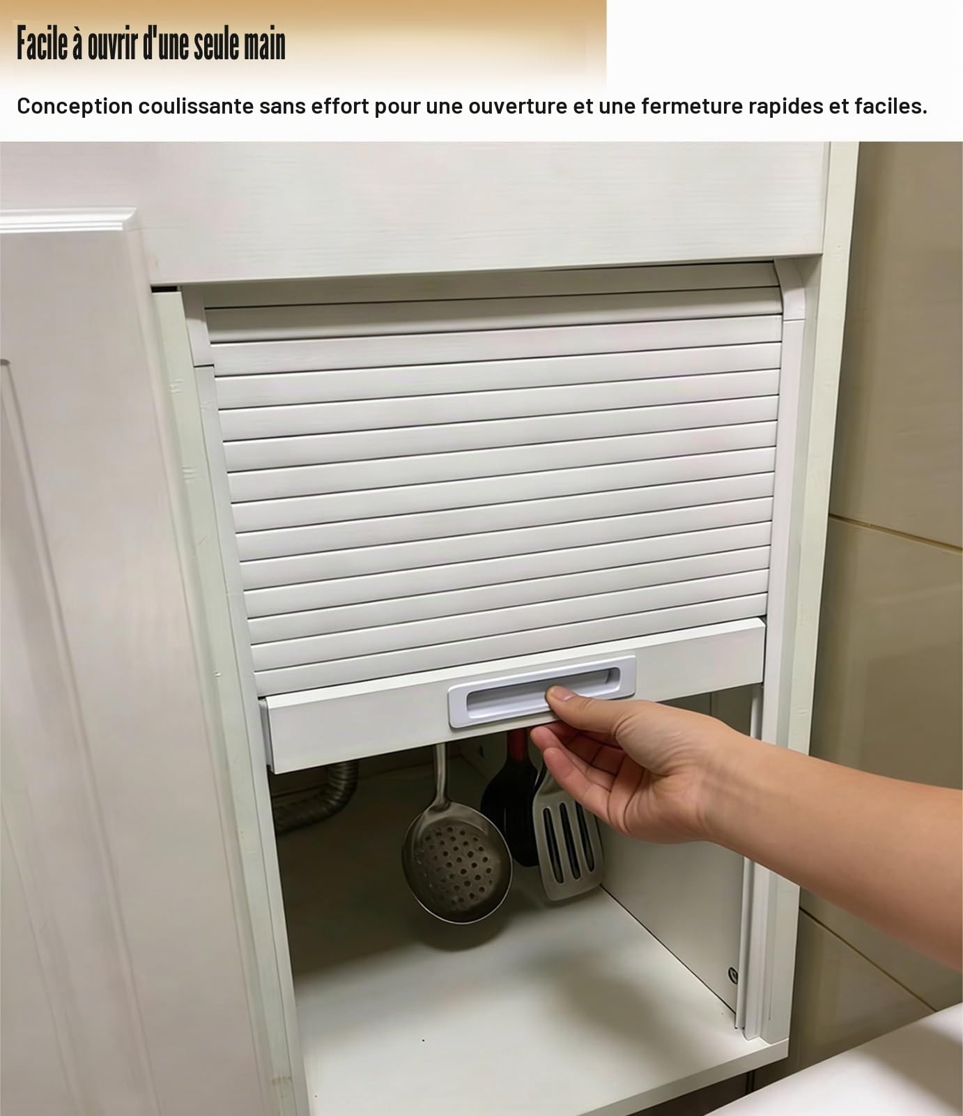Porte Accordéon Interieur Kit de Porte Coulissante à Tambour pour Placard de Garde-manger, Portail Coulissant Enroulable pour Petits Espaces, Porte de Placard Rétractable en ABS(61x61cm(24x24in))