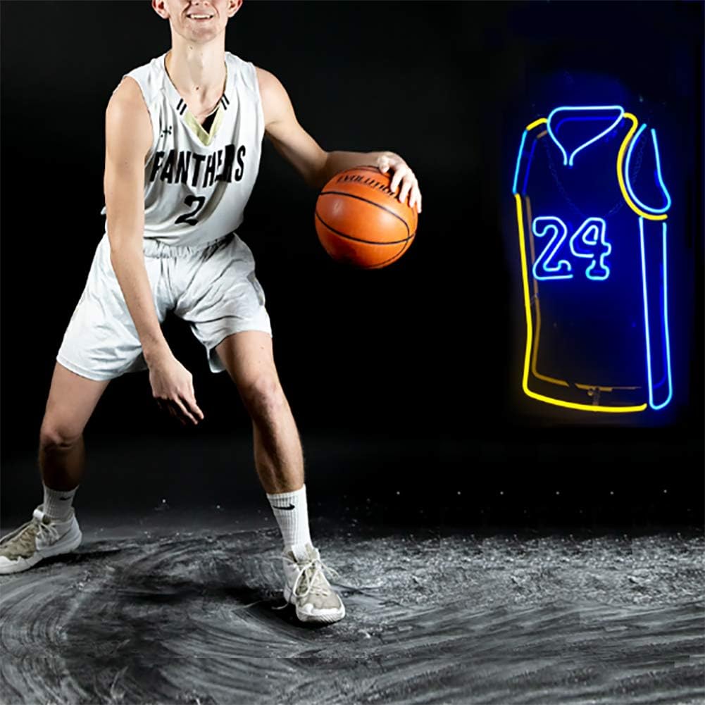Exсluѕіvе Dіѕсоunt 80% оƒƒеr Home Neon Sign, Glass Tube Handmade Neon Light Three-Dimensional Jersey 24 Shape, Room Bedroom Decoration lamp 18Sports Arena Wall Art (Multi-Colored)