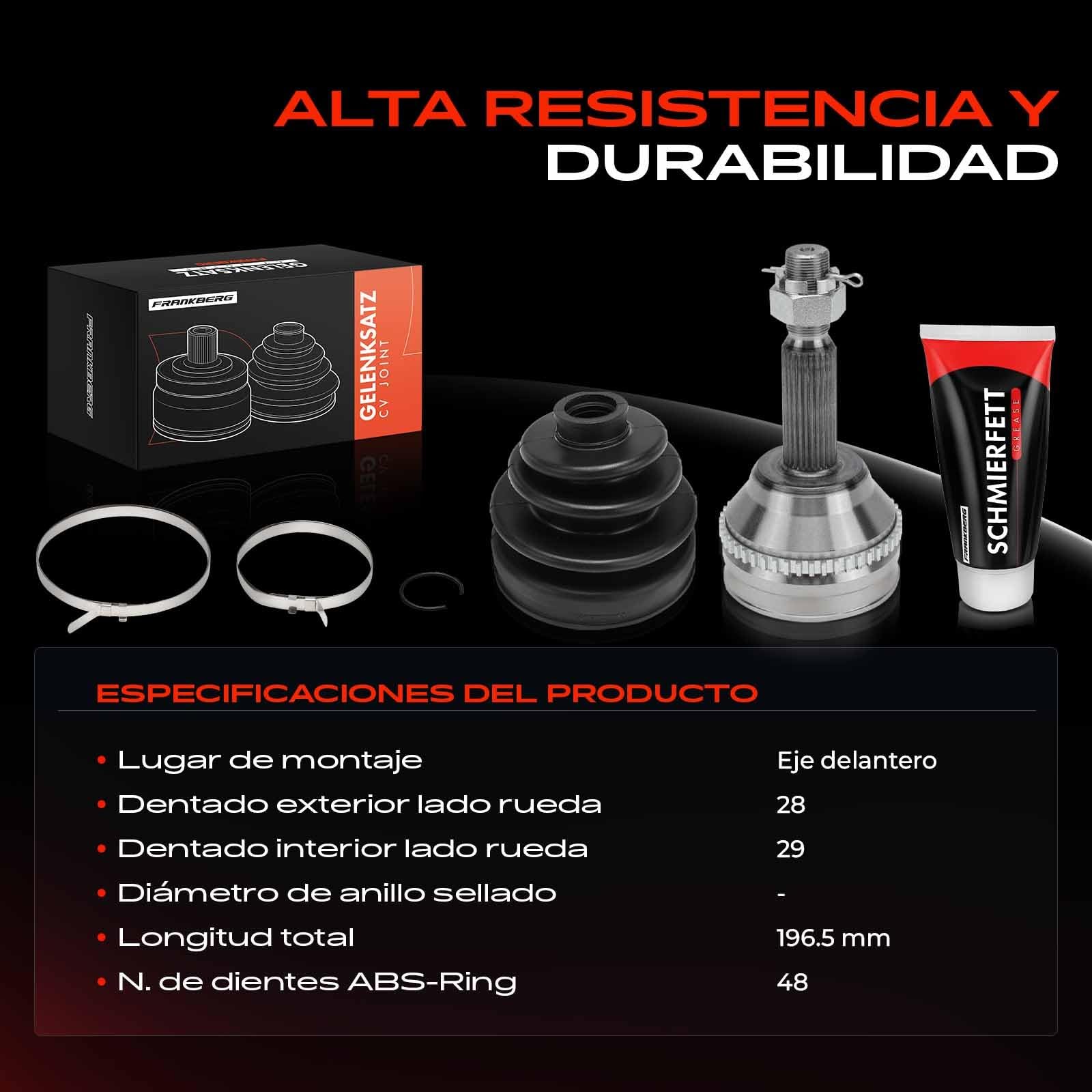 Frankberg Juego de juntas homocinéticas eje delantero 1511458 | Compatible con: Plataforma/chasis Transit FF FM FN, Caja de tránsito FA, Autobús de tránsito FB FC FD FS FZ