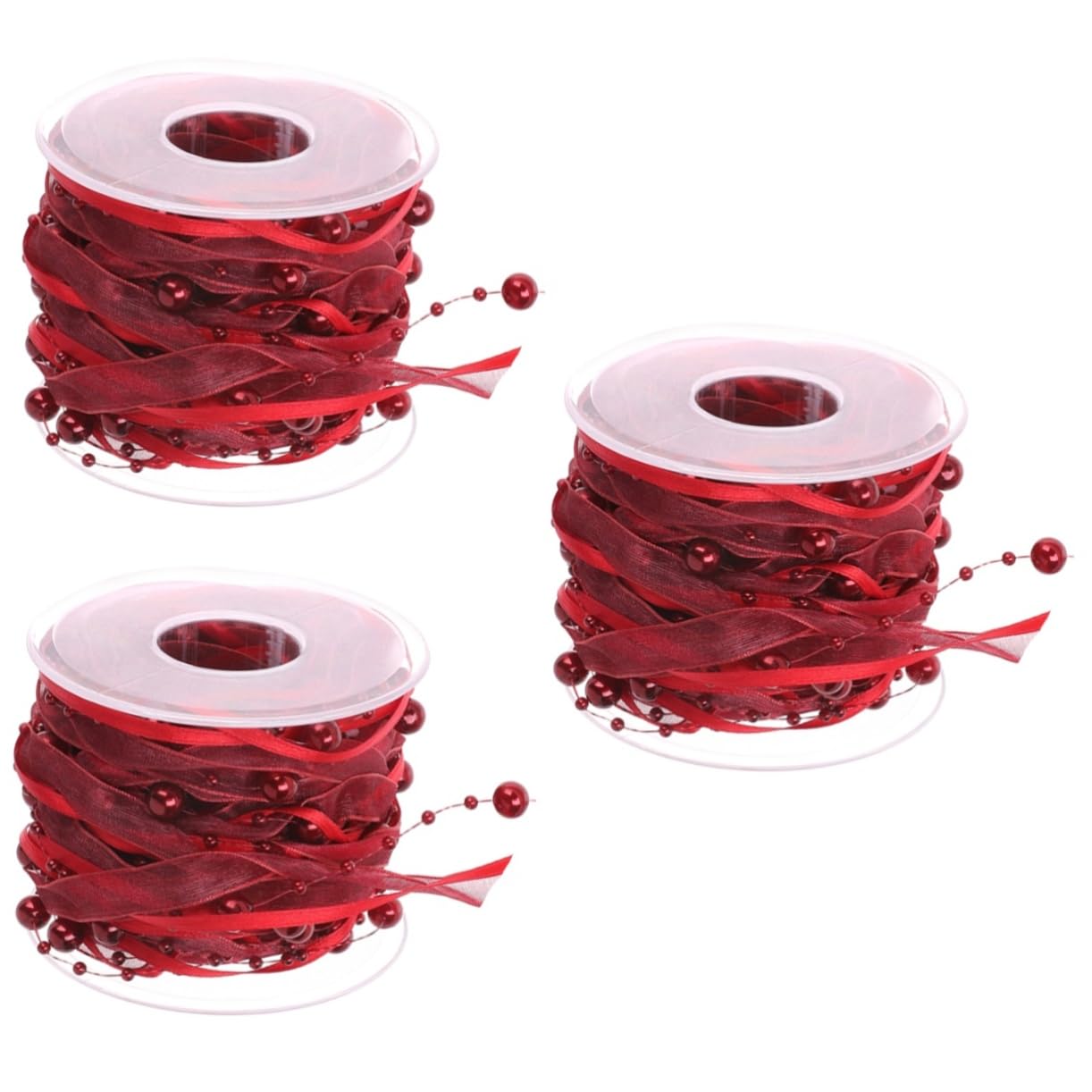 SEWACC 3 Rouleaux De Rubans De Bouquet Pour Paquet De Sangles Piyester Pour Fête De Mariage Ruban Ruban Décoratif À Perles