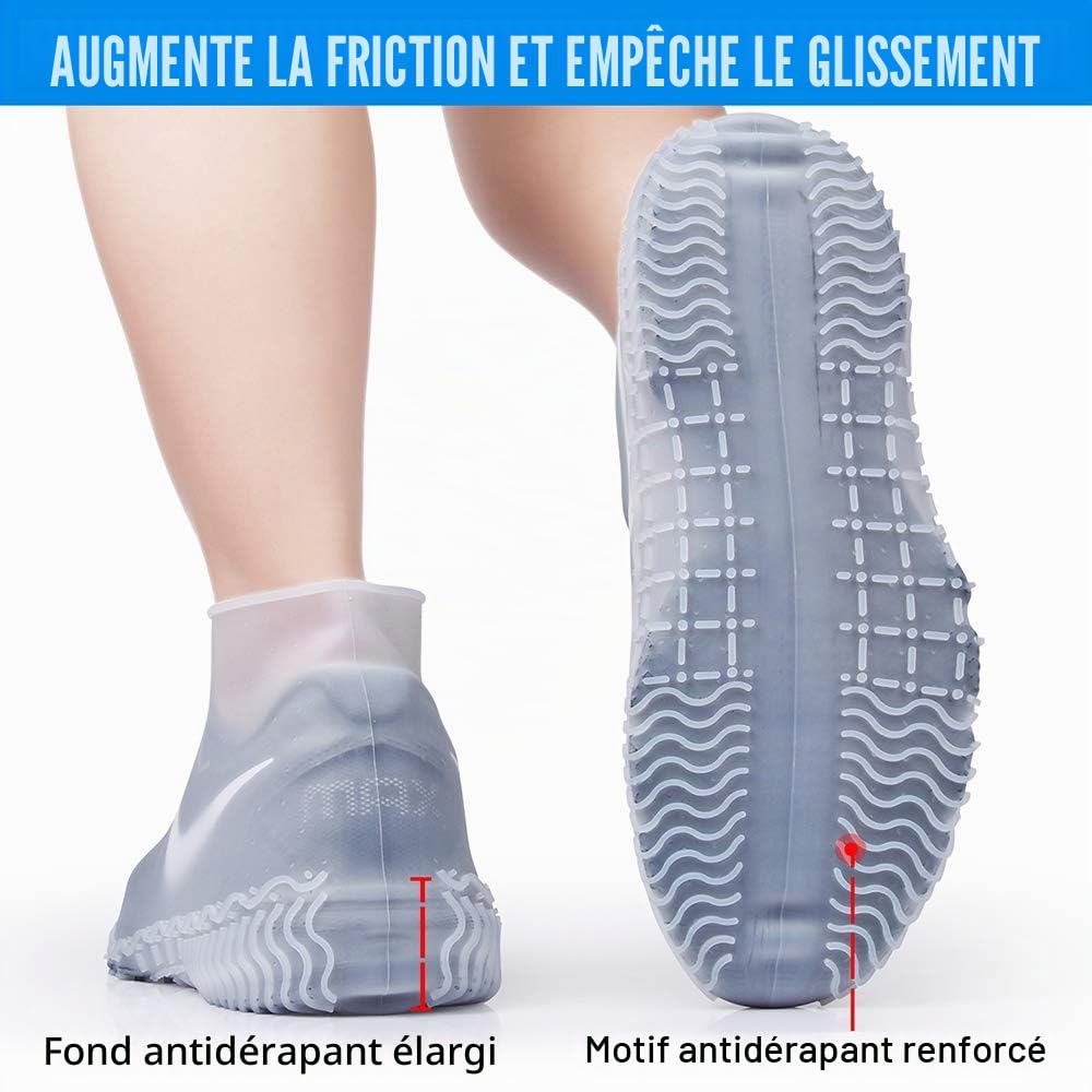 Couvre Chaussures Imperméables, Couvre Chaussures en Silicone Réutilisables avec Semelle Renforcée Antidérapante pour Les Jours Pluvieux et Neigeux pour Hommes, Femmes