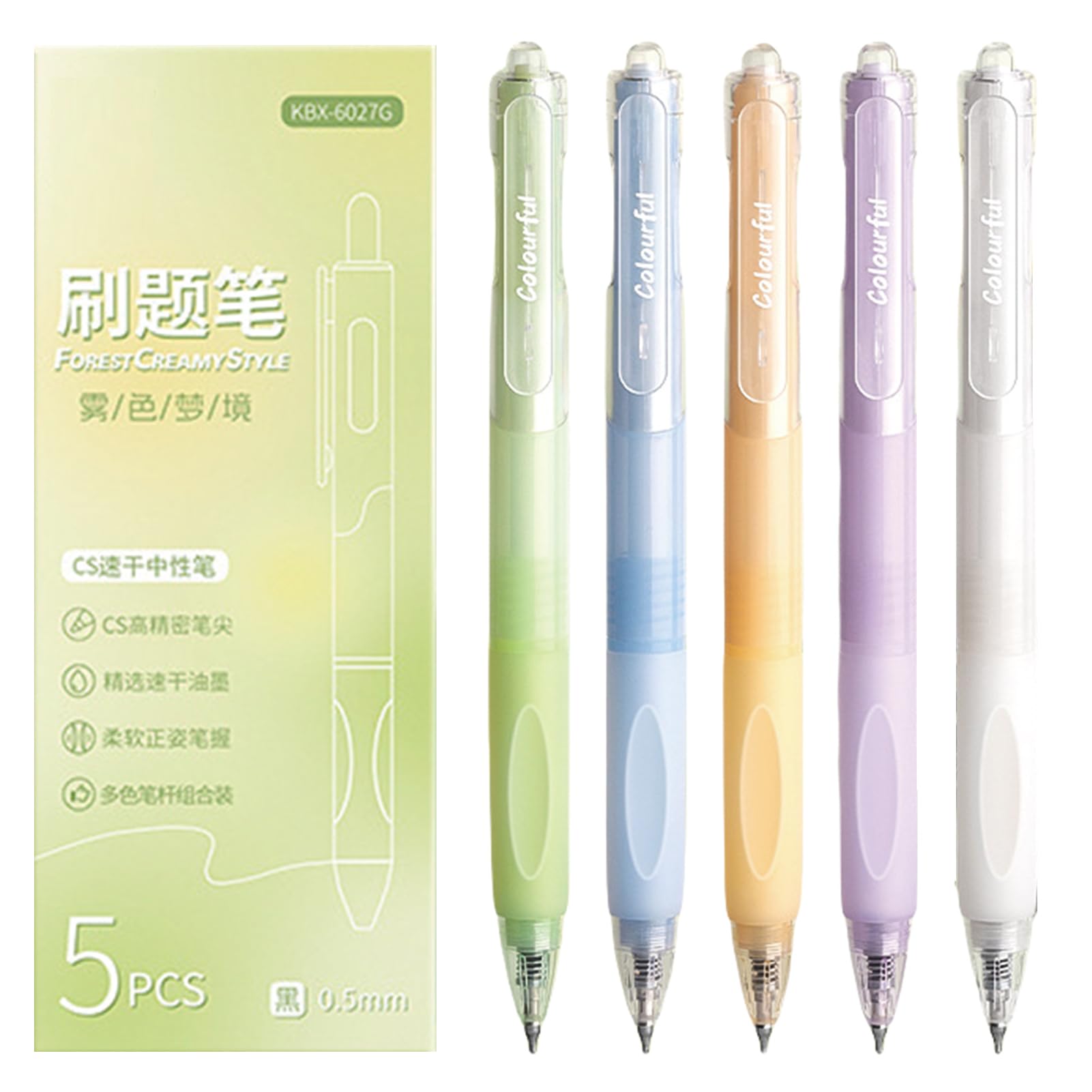 5 Pcs Cute Gel Pens Retractable Pens 0 5mm Black Ink Writing Pen Office School Supplies Aesthetic Pastel