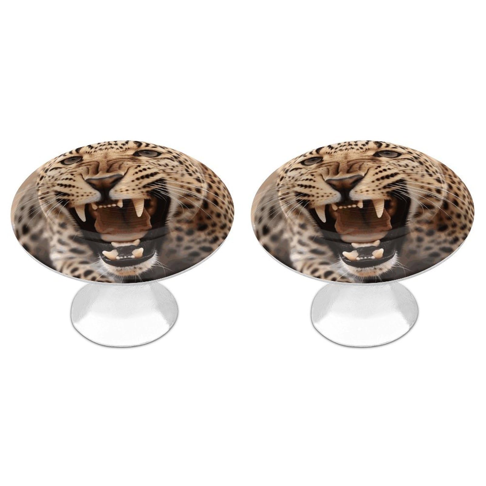Btcowzrv Style Leopard Roars Cool Animal 2 Pack Cabinet Knobs Drawer Pulls