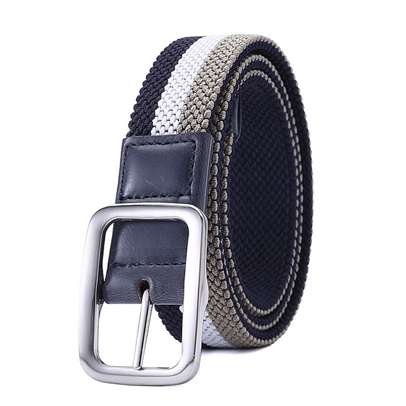 ApuaVireo&Co Cinturón elástico para hombre, sin agujeros, cinturón elástico de lona tejida en colores mixtos, 3,4 cm de ancho, cinturón vaquero