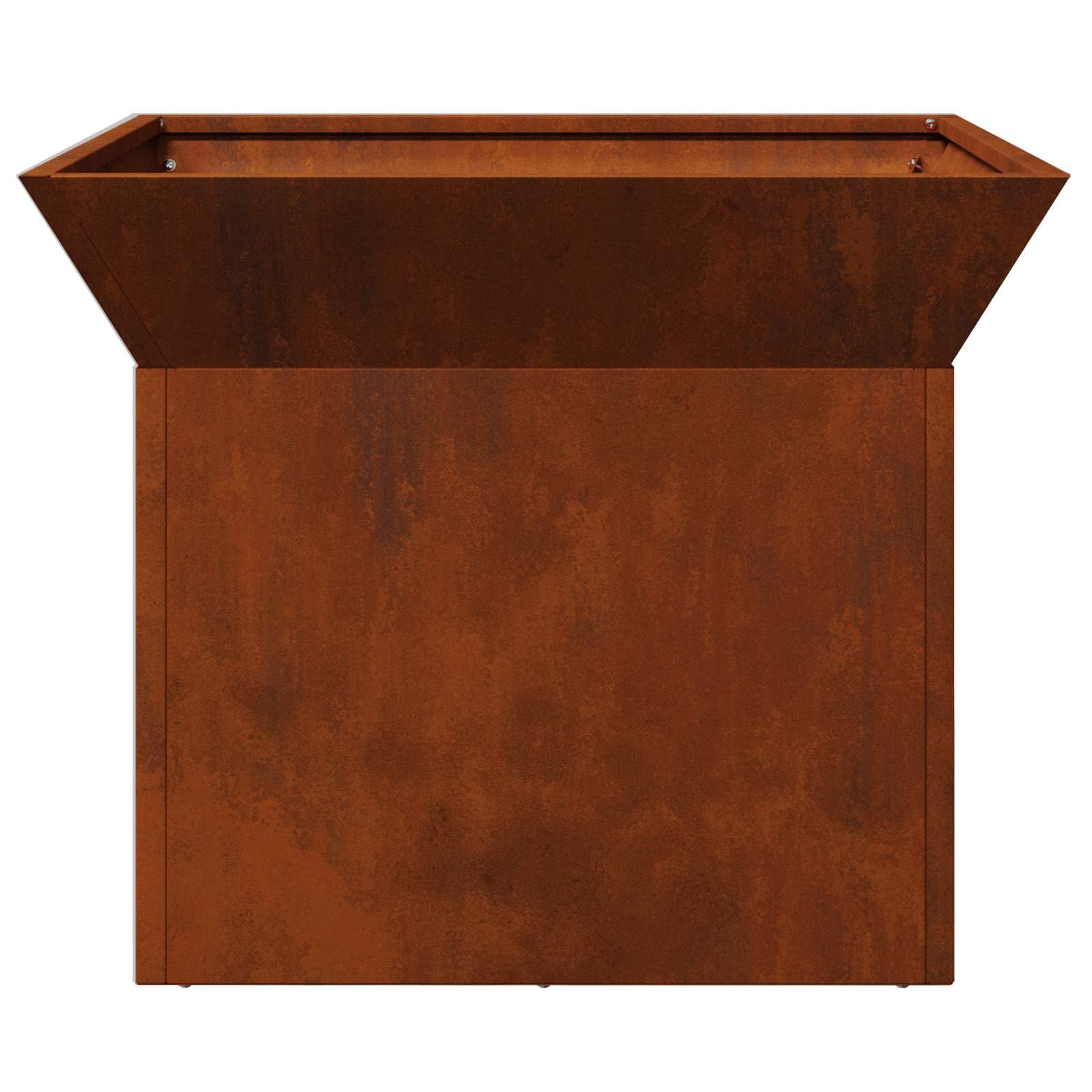 Brasero de acero resistente a la intemperie, 50 x 50 x 40 cm, cúbico oxidado, con ventilación abierta, para jardín, terraza, exterior, calidez y ambiente en celebraciones
