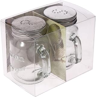Grant Howard Mason Mini Salt and Pepper Shakers Two Set, 4 Ounces, Old Fashioned Glass Mugs
