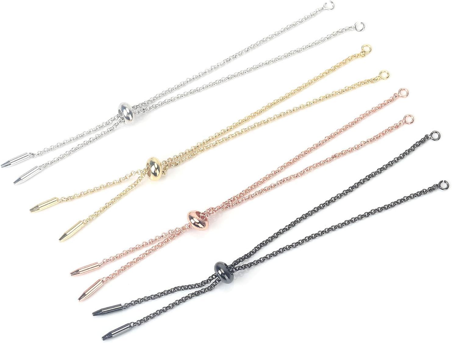 Wholesale 4 PCS Adjustable Slider Bracelet Tiny Dainty Bolo Charm Bulk for Jewelry Making