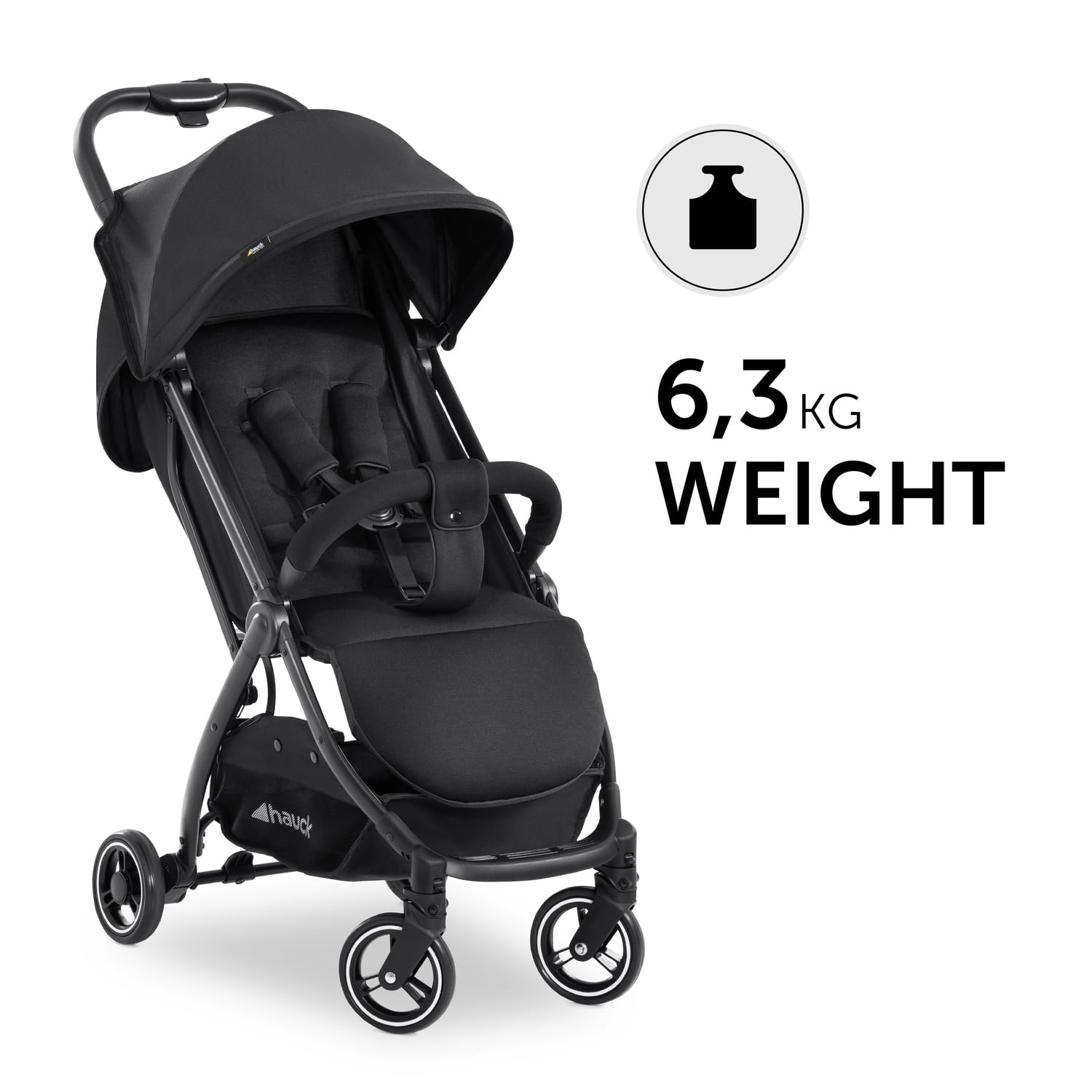 Hauck Swift X Baby Stroller-Ultra Compact and Lightweight Buggy with 5-Point Harness, One Hand Fold, Removable Bumer Bar, Pram for Kids from Birth Up to 25 Kg-Approx. 4 Years,Black 2