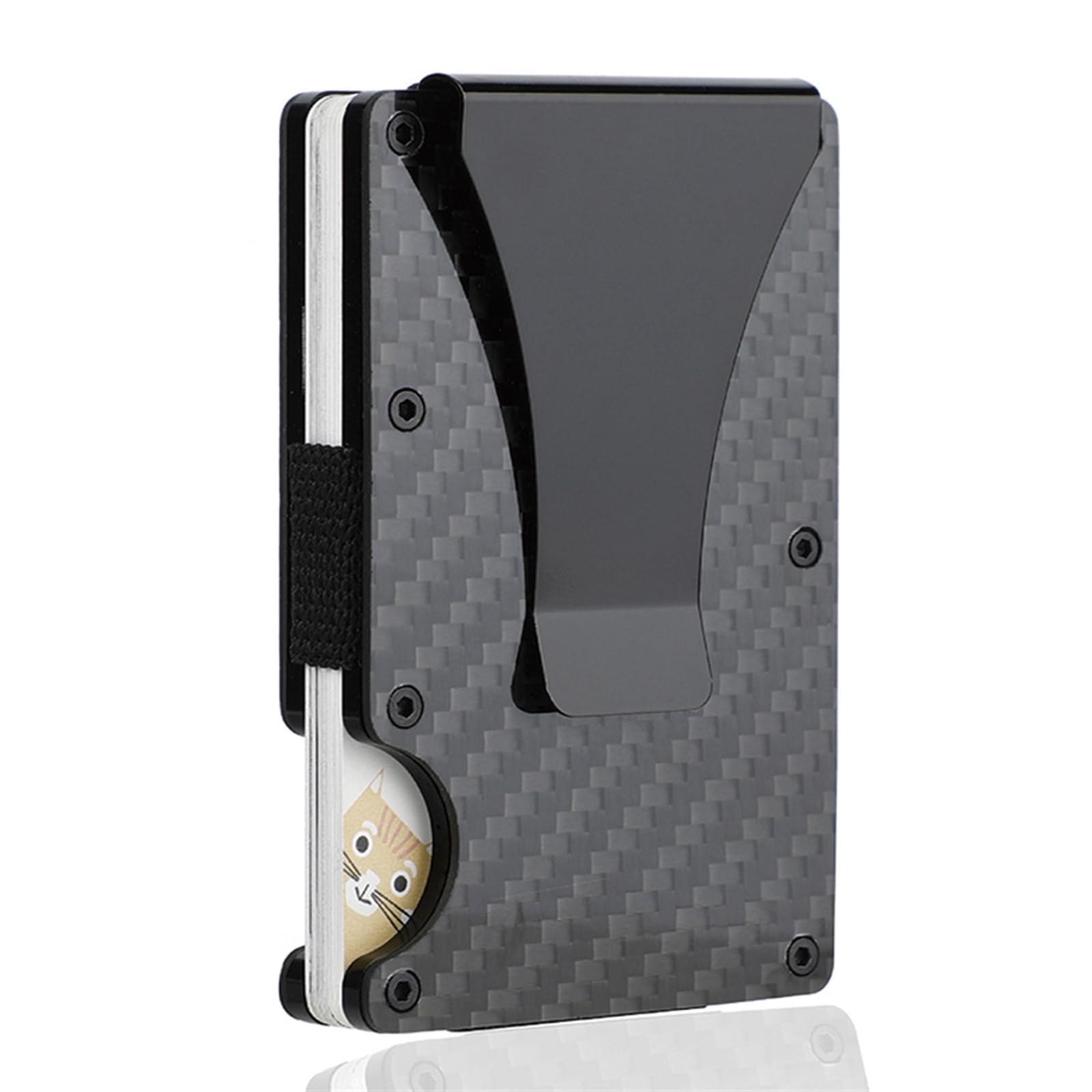 THE WHITE SHOP Card Holder, Wallet for Men Tangem Wallet Metal Money Clip Wallet Carbon Fiber Wallet, Blocking Metal Slim Aluminum Holder Pocket Cash Credit Hardware Wallet Black