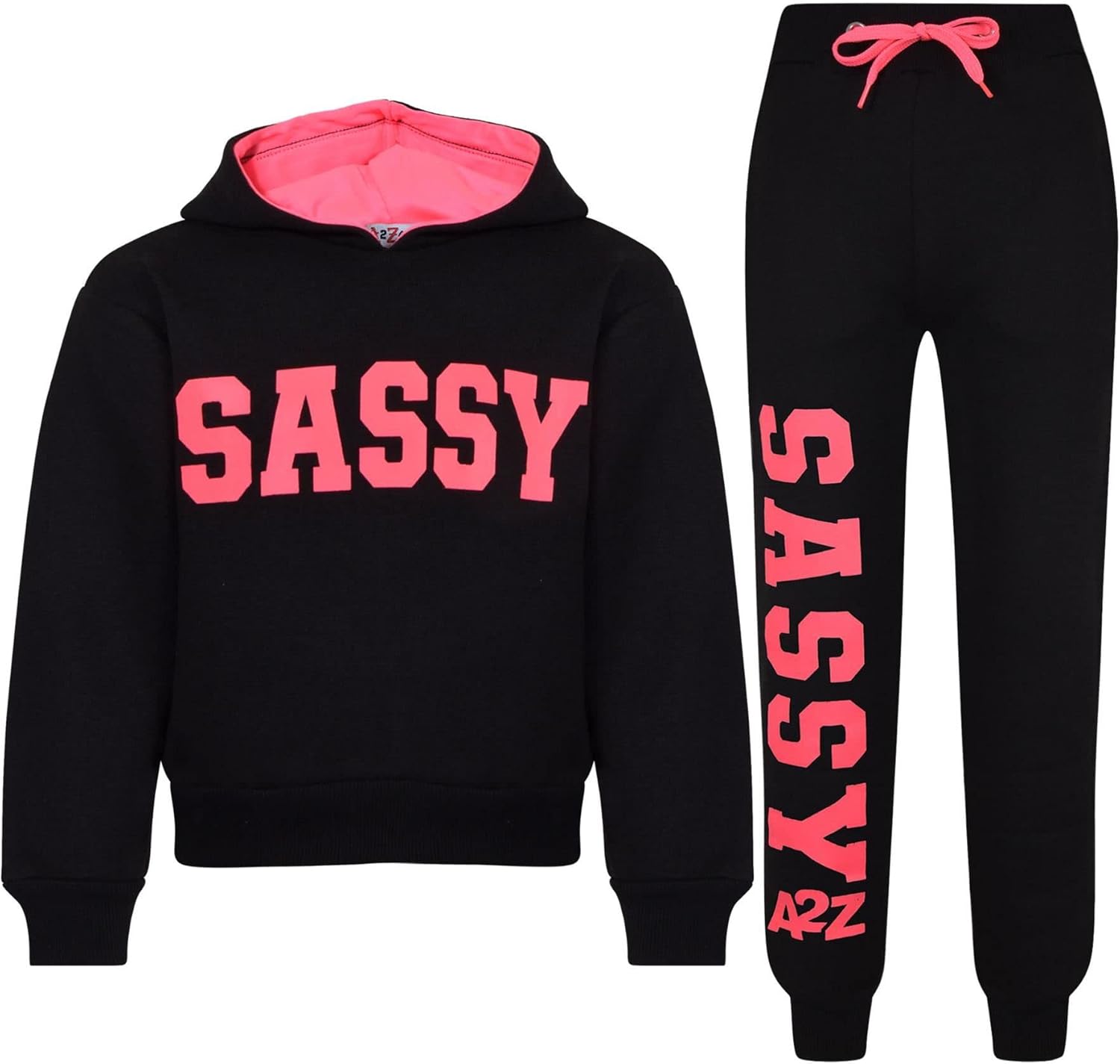 A2Z 4 Kids Girls Tracksuit Tie Dye Sassy Fleece Hooded Crop Top Bottom Jogging Suit Joggers Age 5-13 Years