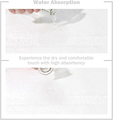 Miniatura 5 de Alfombra de baño, extra suave, absorbente, lavable, antideslizante, para bañera y ducha, color blanco, 18 x 24 pulgadas