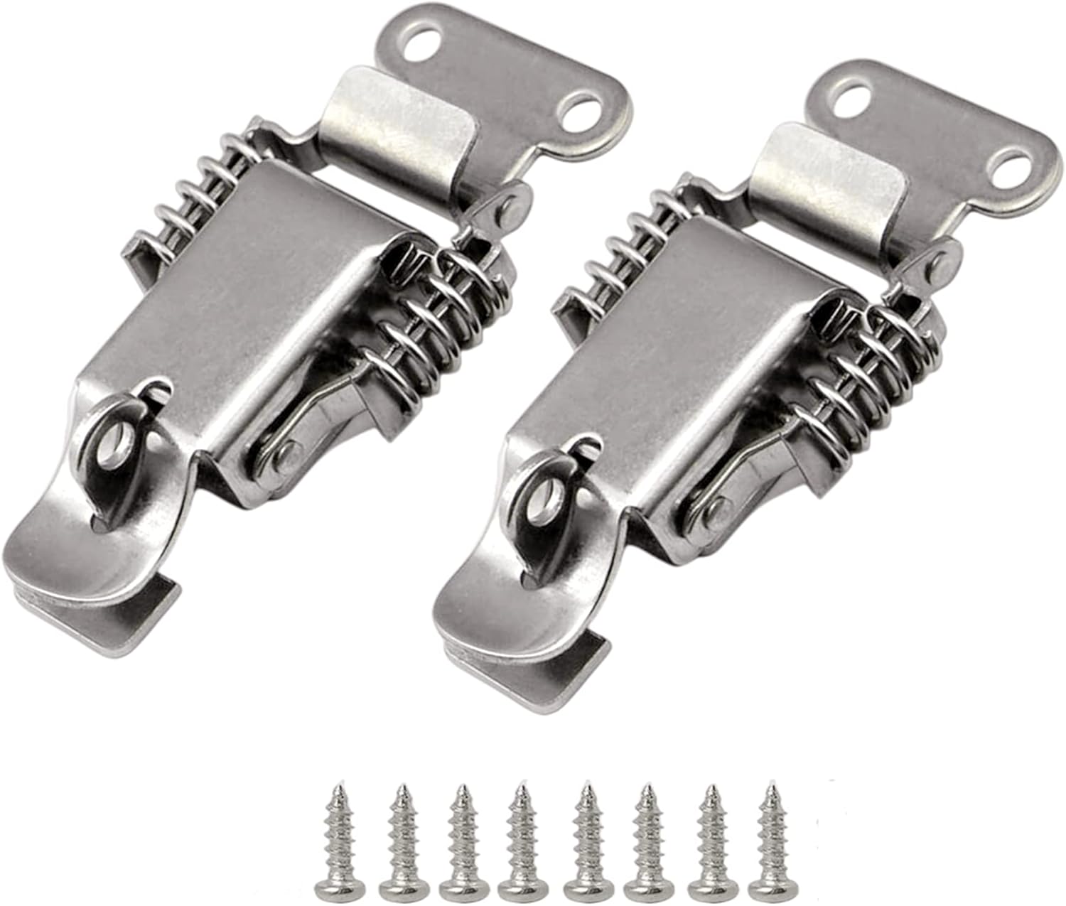 2Pcs 304 Stainless Steel Double Spring Loaded Suitcase Chest Tool Box