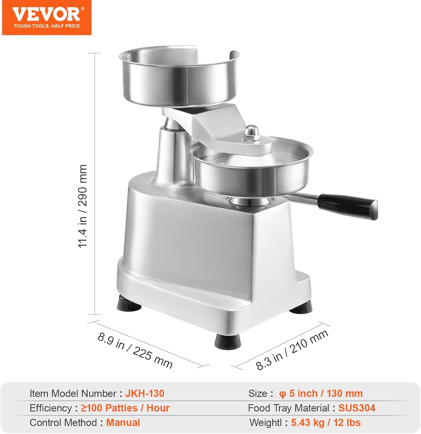 Stainless steel components of the VEVOR Commercial Burger Patty Maker being washed in a sink