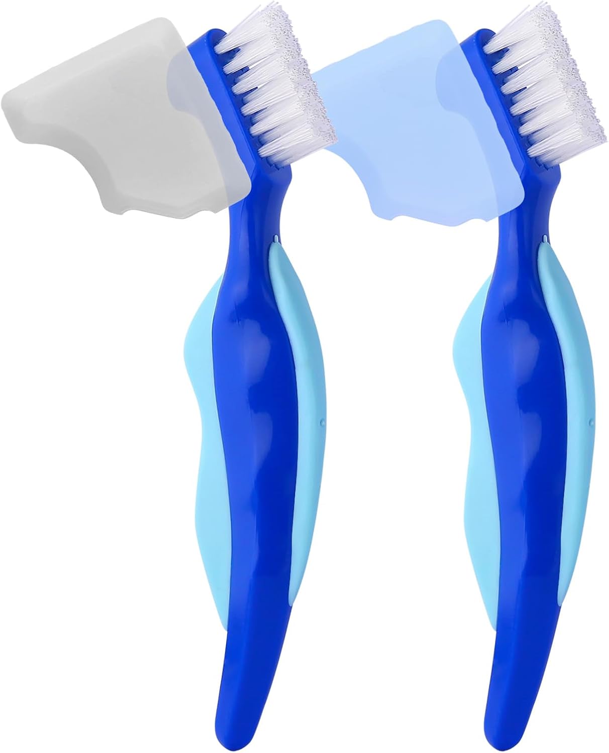Anbbas 2pcs Denture Brush with Portable Toothbrush Cup for Oral Appliance | Double Bristle Dental Cleaning Care Brush