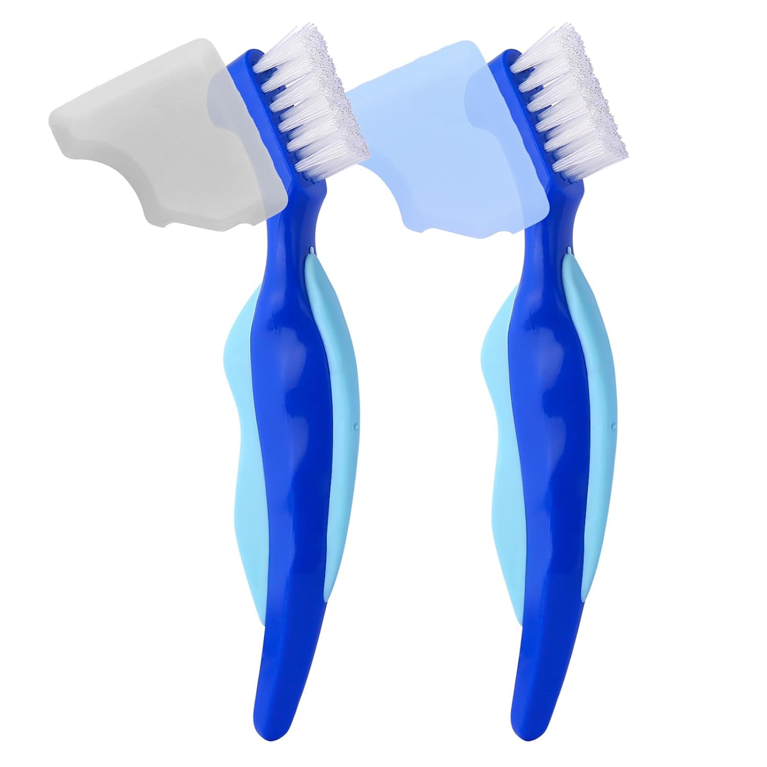 Anbbas 2pcs Escova Dentária Premium para Prótese com Tampa de Proteção – Conjunto de Escova para Limpeza de Dentes Falsos