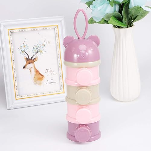 Miniatura 8 de Alipis Dispensador de fórmula de leche en polvo de 4 capas, caja de leche en polvo para bebés, caja de almacenamiento apilable para alimentos,