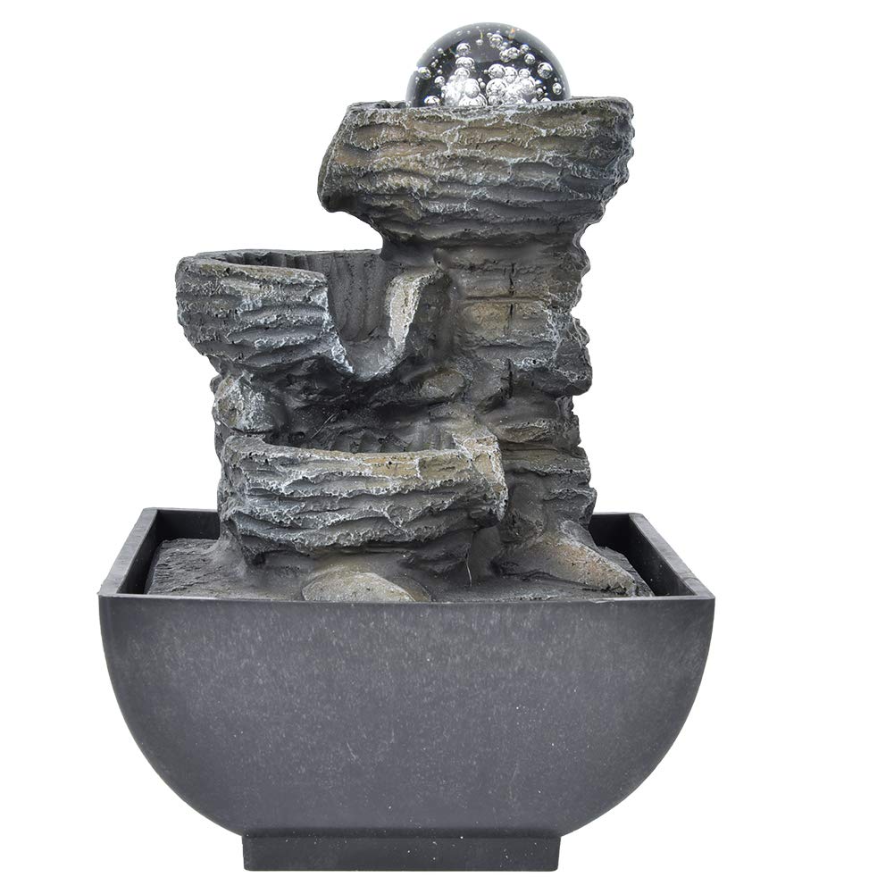 Fontana a Cascata per Interni con Illuminazione, Bellissima Fontana per Interni, Fontana da Tavolo, Umidificatore, Fontana per Acqua, Decorazione del Soggiorno,