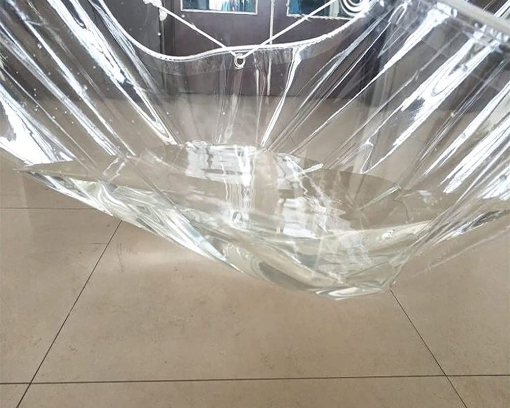Bâche transparente robuste en PVC imperméable de 0,35 mm pour jardin, balcon et terrasse - Résistante aux intempéries - Tailles : 1 x 5 m à 2 x 6 m